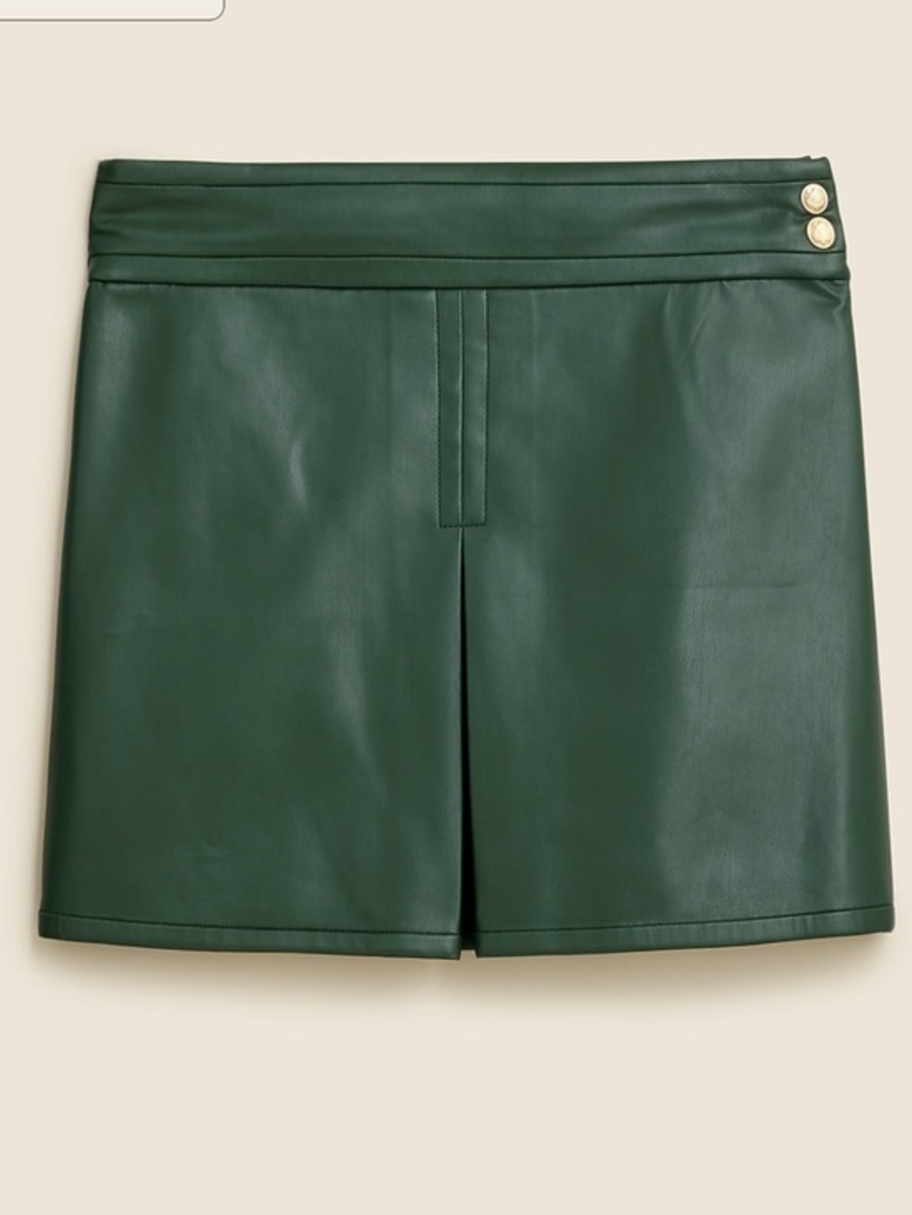 Jcrew green leather faux  skirt  - woman’s size -14